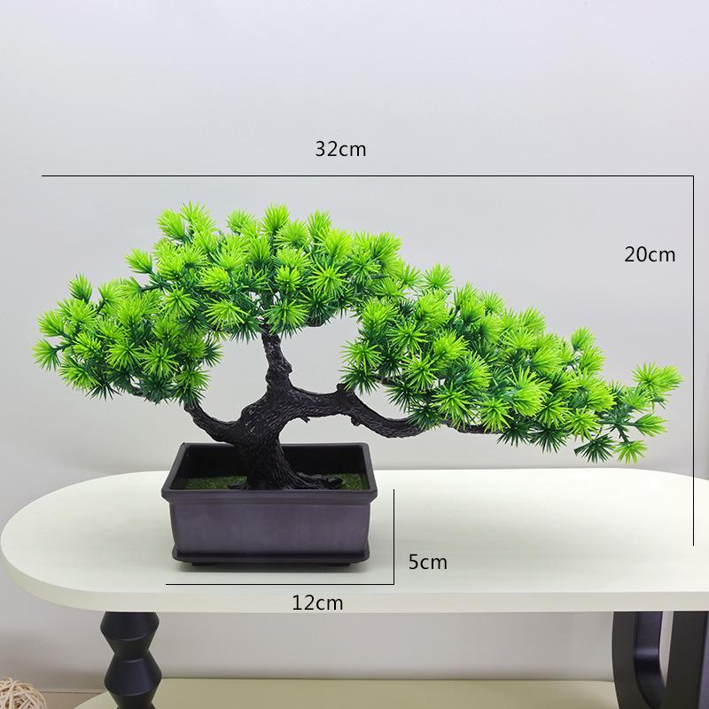 Artificial Pine Bonsai Desktop Decoration - Small Potted Green Plant Ornament for Living Room