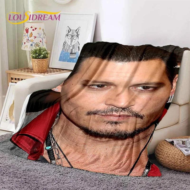 Manta Suave de Franela HD con Impresión 3D de Johnny Depp para Camas Dormitorio Sofá Picnic, Manta Ligera para Cubrir Aire Libre Ocio Regalo