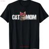 Cat Pet Mom Mother T Shirt  Vintage Washed Top For Everyday Wear Stretched Comfortable Breathable Stylish Homme Casual Graphic