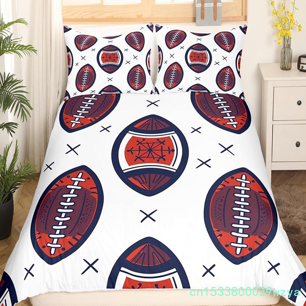 Boys Rugby Sports Duvet Cover Queen Football Bedding Set Ball Sport Comforter Cover Black Tie Dye Quilt Cover With 2 Pillowcases