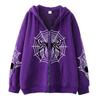 2023 Cross-border spider web zipper foreign trade sweater street tide spring and autumn hoodie American retro casual coat women