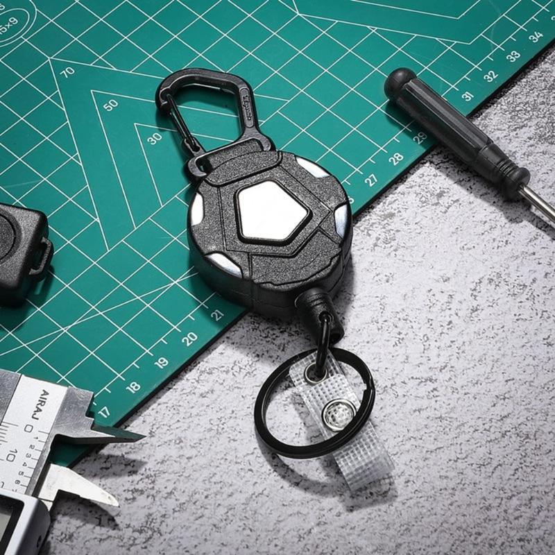 Heavy Duty Retractable Keychain Easy-to-pull Buckle Rope Elastic Keychain Anti Lost Keyring with Steel Retractable Cord