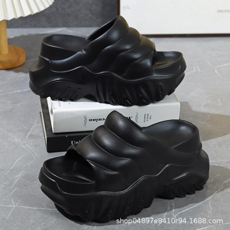 

Модные женские туфли на платформе и высоком каблуке, лето 2025, новая верхняя одежда, усиливающая нескользящую подошву, босоножки с одним словом на танкетке 36-37