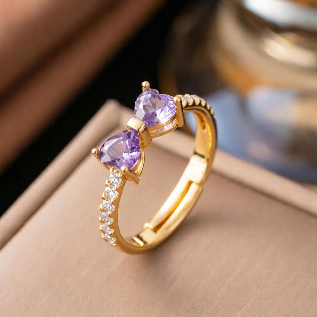 Micro-Inlaid Zircon Fashion Open Ring - Adjustable Luxury Index Finger Jewelry for Women