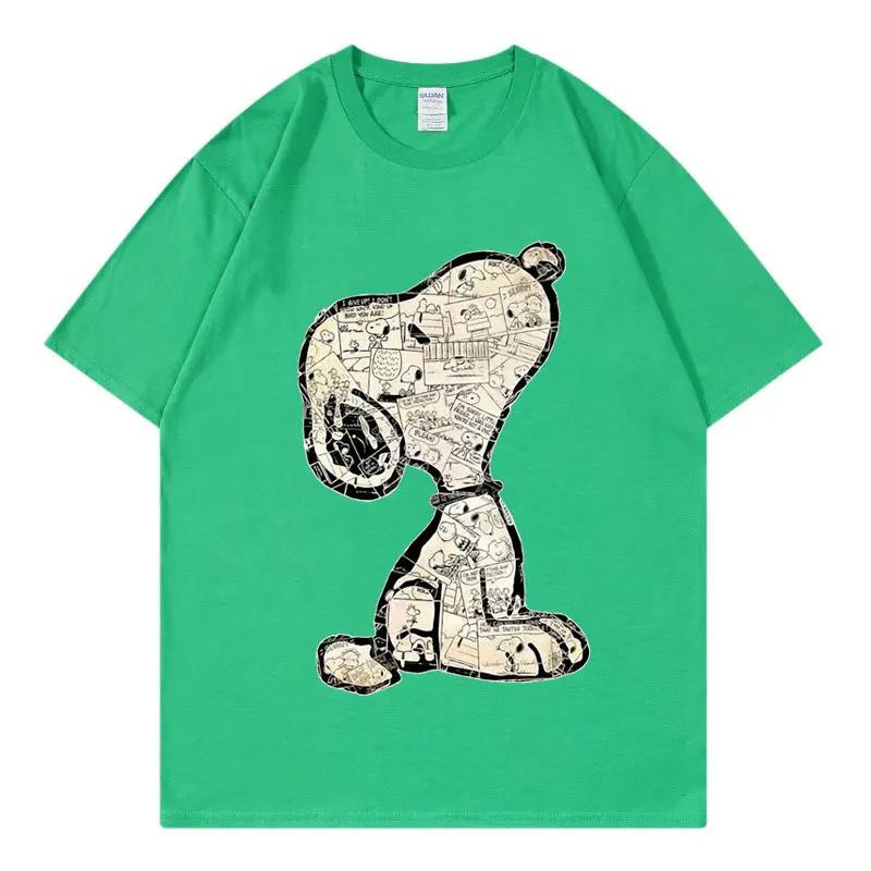 Snoopy Cartoon Anime Women Tshirt Summer Short Sleeve White 100 Cotton Unisex Tee Shirts Tops 2025 New Fashion Couple Clothing