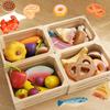 Children Wooden Kitchen Dessert Making Toys Pretend Play Montessori Fruits Vegetables Seafood Simulation Food Set Toys for Girls