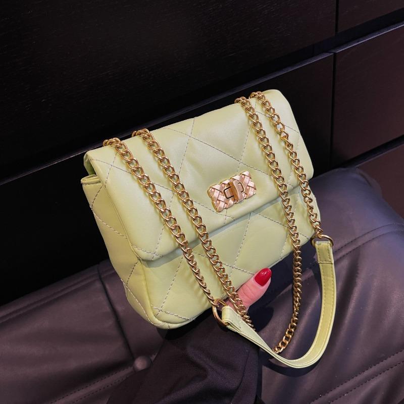 New soft leather single high-end shoulder bag rhombus chain bag fashion embroidery thread underarm messenger bag bag bag