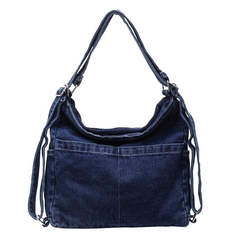 

Ins Minimalist Denim Single Shoulder Crossbody Bag for Women, Large Capacity Retro Korean Version, Niche Canvas Lazy Commuting Bag темно-синього кольору
