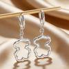 Earrings 3D Hollow Bear Design Stainless Steel Ear Loop Fit Leverback Earrings Adjustable Length Choker Necklace Jewelry Gift