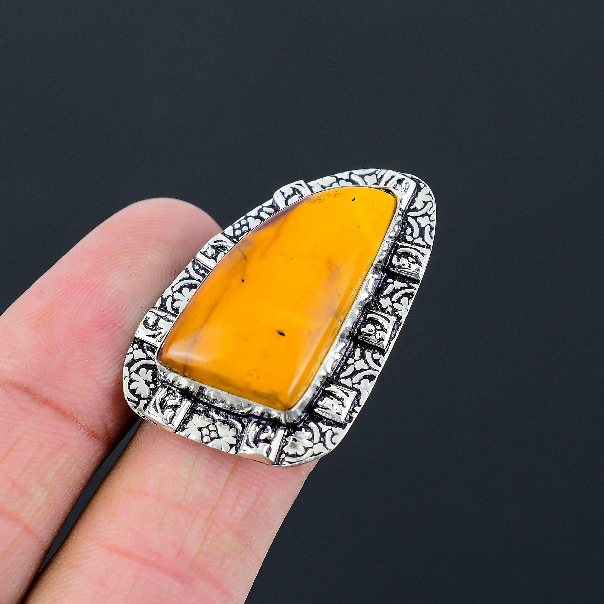 Sterling Silver Trillion Natural Mookaite Stackable Wife Ring Jewelry Size 7.5 7.5