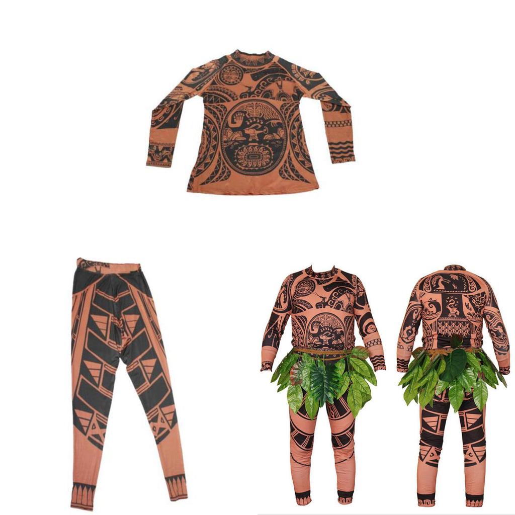 Fun And Stylish Halloween Adult Mens Moana Maui Tattoo T Shirt Pants Cosplay Costume