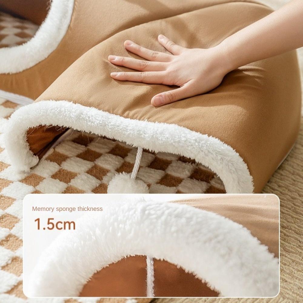 Playful Material Cat Tunnel Bed Thicken Warm Brown Grey Tunnel Toy Tube Shape Peekaboo Toy Home Decor