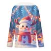 Women's Christmas Printed Long Sleeved Party Plush Neck V-neck Top