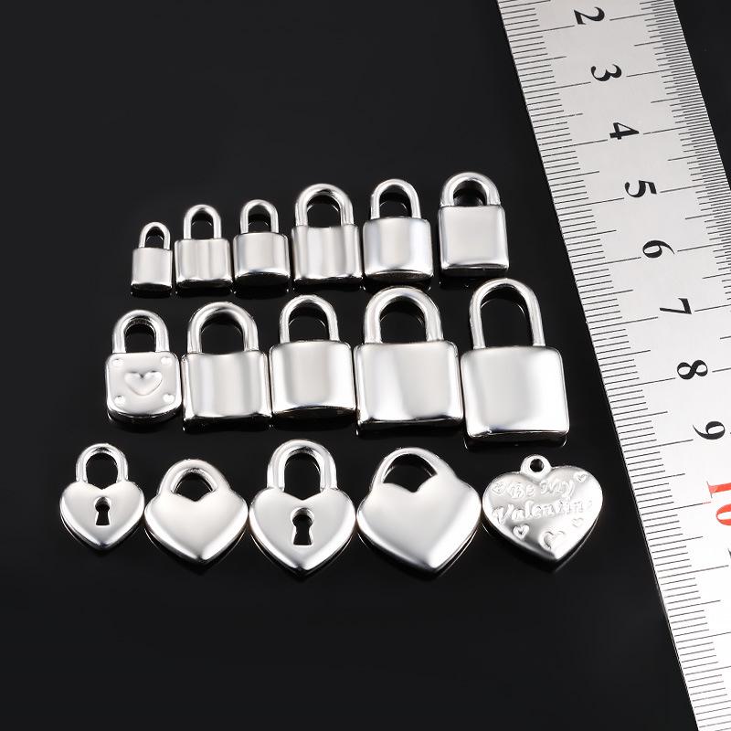 Stainless Steel Heart Lock Pendant for DIY Necklaces & Bracelets - Couple's Fashion Accessory