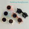 Classic Ins Folding Sunglasses Children Pink Round Frame UV400 Sun Glasses Girls Boys Designer Brand