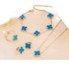 Four Leaf Clover Jewelry Set 18k Plated Necklace Earrings Bracelet Ring Women