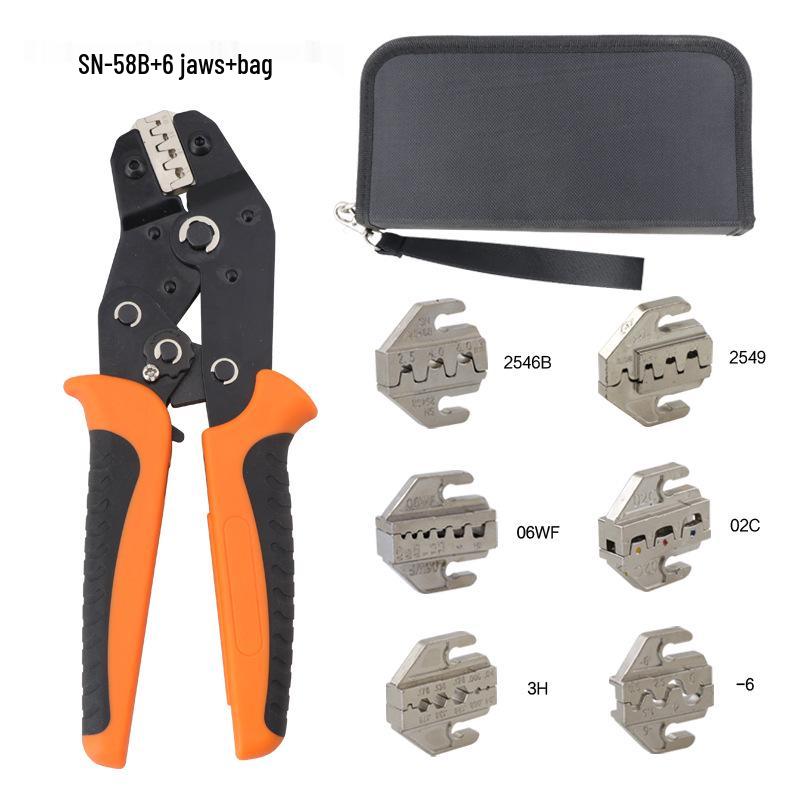 SN-58B Crimping Pliers Set for Pre-Insulated and Bare Terminals with Jaws 2546B/06WF/03H/06/02C