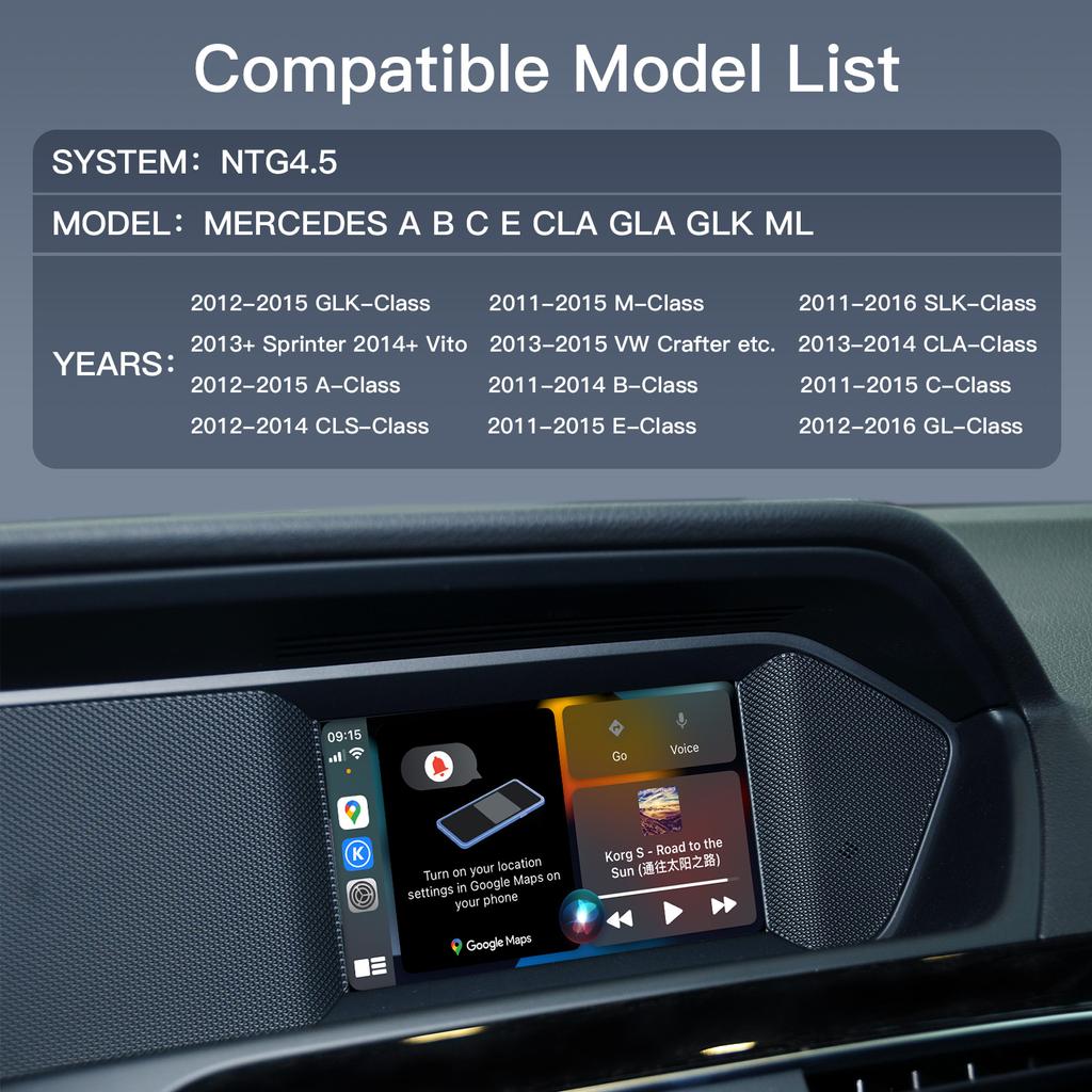Wireless Carplay Android Auto For M-ercedes Ben-z A B C E CLA GLA GLK ML NTG4.5 System Becker Interface Module Navigation