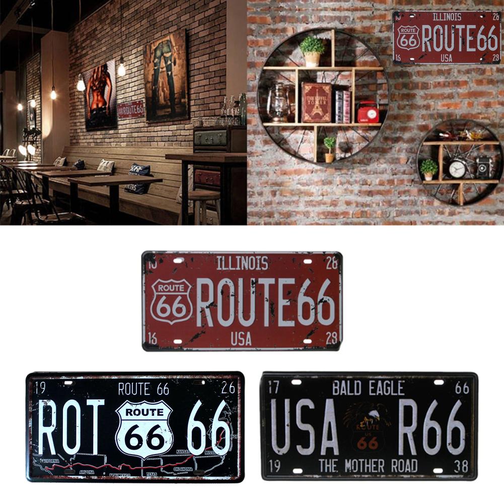 Route 66 USA R66 License Plate American Metal Sign Vintage Plaque Auto License Plate Garage Home Wall Decor