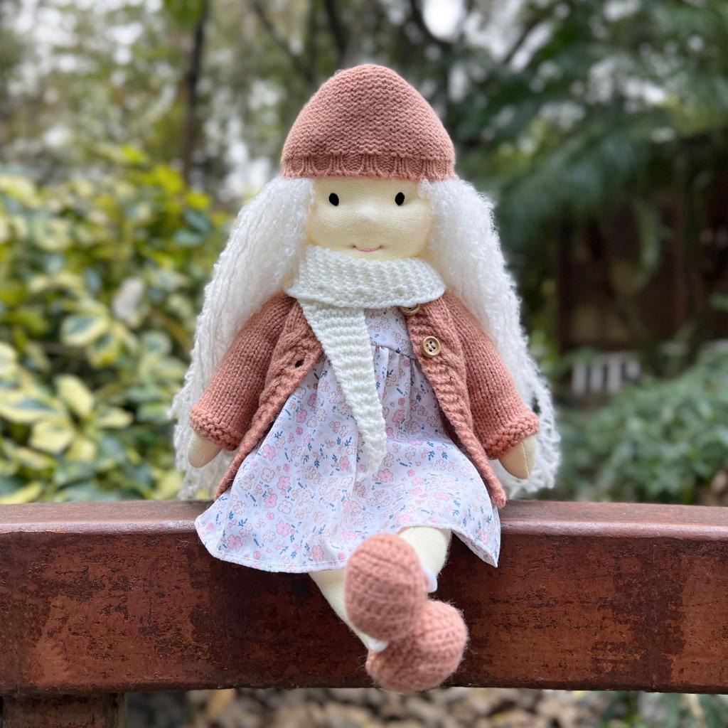BlissfulPixie Waldorf Doll Handmade Doll Genesis 30cm Soft Girl Cute Stuffed Animal Best Doll for Kids -
