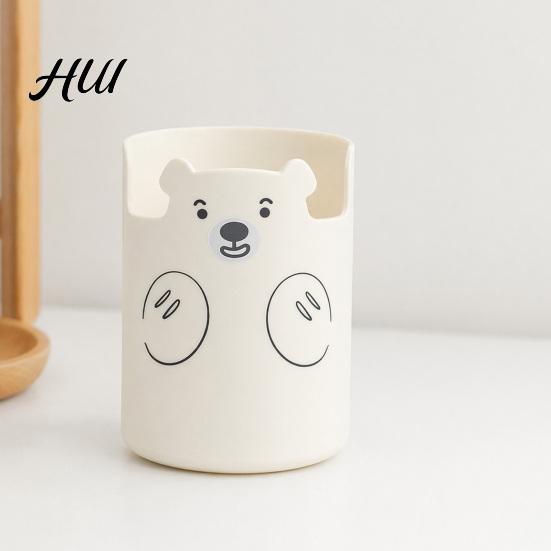 Study Table Pen Holder Cute Bear 2-in-1 & Phone Stand, Macaron Colors Desk Organizer, Large Organizer Capacity Storage for Pens Makeup Brushes
