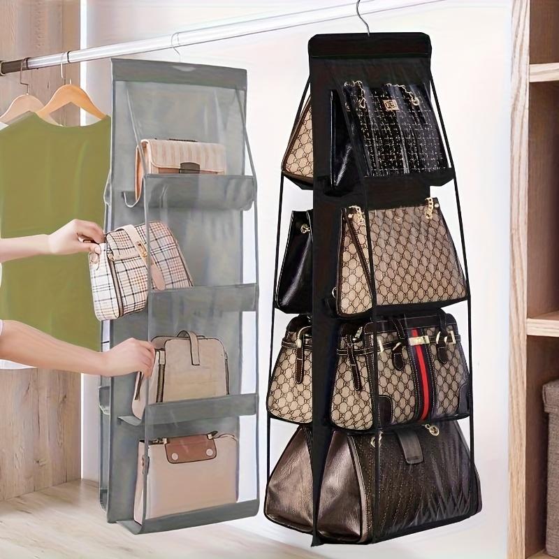 6 Pocket Hanging Handbag Organizer For Wardrobe Closet Waterproof Storage Bag Door Wall Clear Sundry Bag With Hanger Pouch