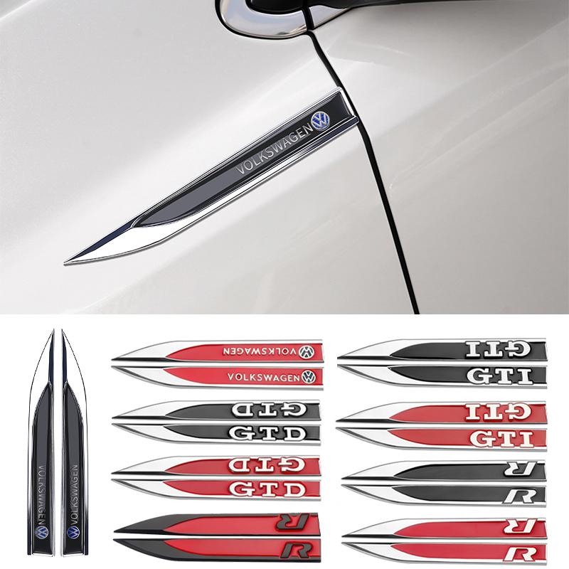 Car Metal GTI GTD R Line Logo Side Body Fender Emblem Sticker For Volkswagen VW Rline GTI Golf 5 7 Caddy Passat B6 Tiguan Polo Ev6