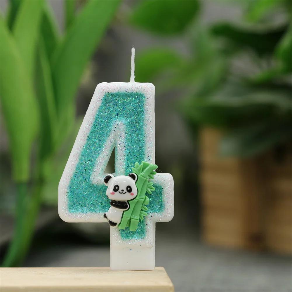 Panda Theme Birthday Candles Children's Birthday Number Candles First Birthday Girl Boy Party Cake Toppers Gift Cake Decoration