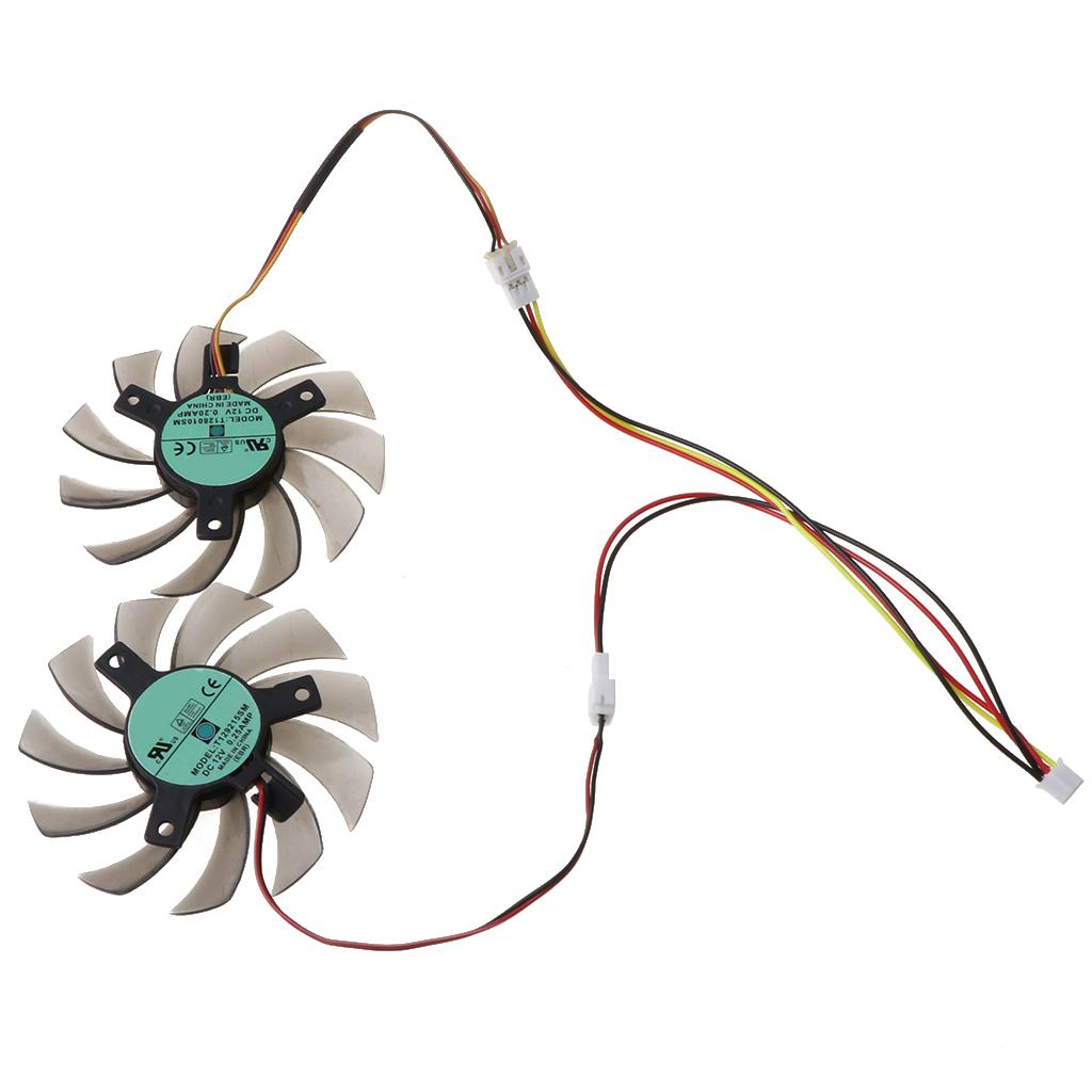 2Pcs T128010SM 75mm 3Pin Cooling Fan for GTX 460 465 560 Ti 580 650 750Ti GT440 GT610 GT730 Graphics Card Cooler Fan