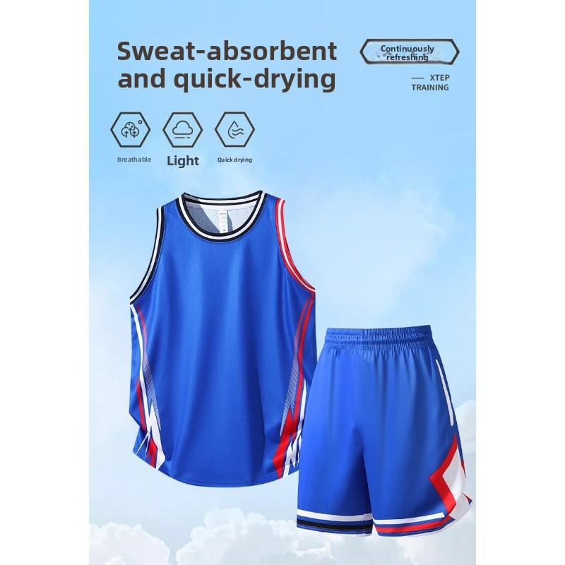Men's Outdoor Basketball Training Sports Loose and Comfortable Set Summer Fashion Trend Sports Vest Five Point Shorts Set