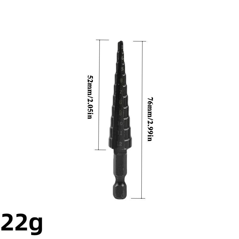 Hex Shank Nitrided Black HSS Step Drill Bit Set (3-12, 4-12, 4-20mm)
