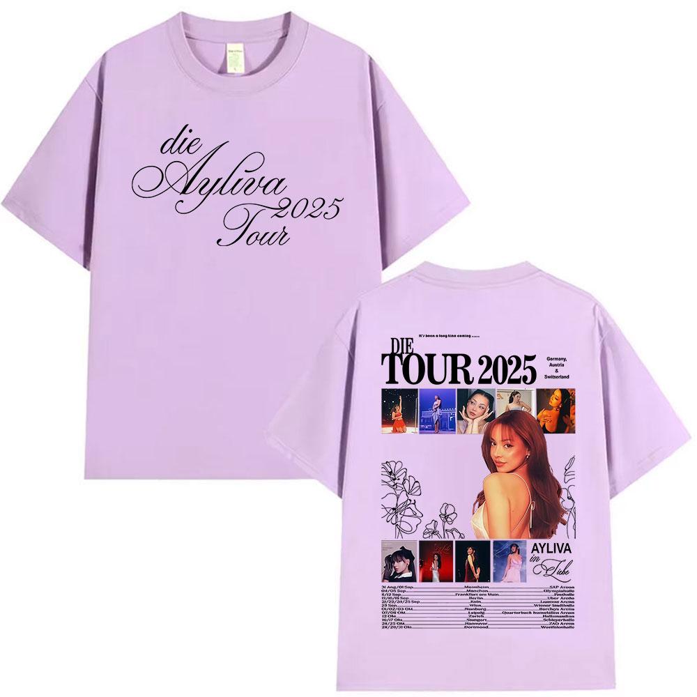 Die Ayliva Tour 2025 Graphic Tshirts Men Women Casual Harajuku Oversized T Shirt Retro Fashion High Quality Cotton Tshirt Tops