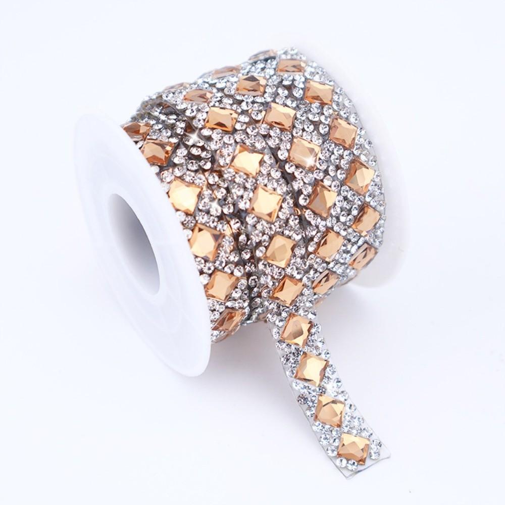 3 Yards Self Adhesive Square Rhinestone Flexible Shiny Rhinestone Sticker Sparkling DIY Decoration Rhinestone Strip