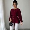Damen Langarm Vintage Rüschenärmel Hals Bluse