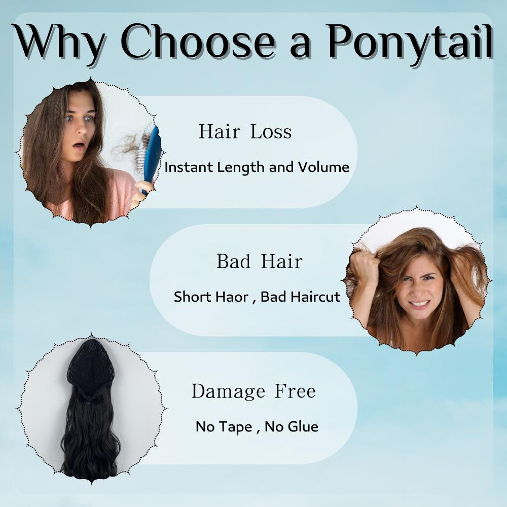 Wig Ponytail Big Wave Elastic Mesh Drawstring Net Pocket Synthetic Curly Hair High Temperature Silk