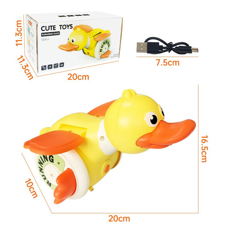 Kid Electric Musical Dancing Duck Simulated Foraging Free Rotation Duck Sound&Light Tummy Time Toys Crawling Toys for New Born