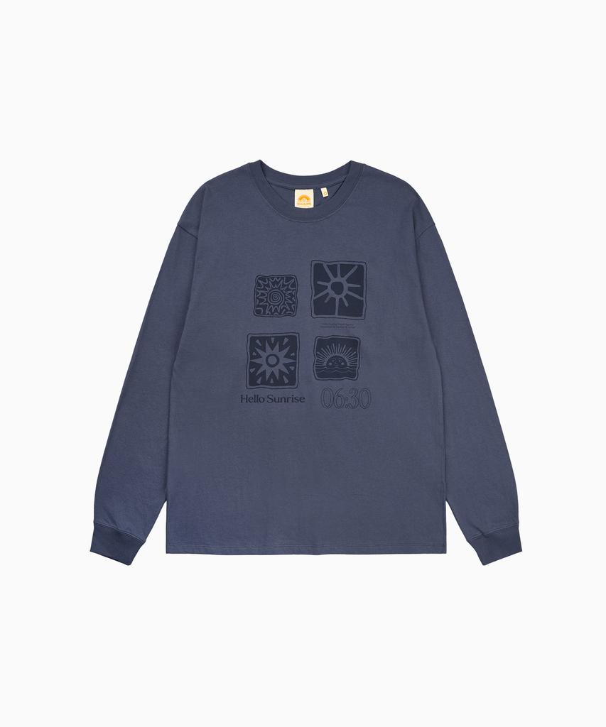 HELLO SUNRISE Sun Stamp L/S Tee_Vtg Navy