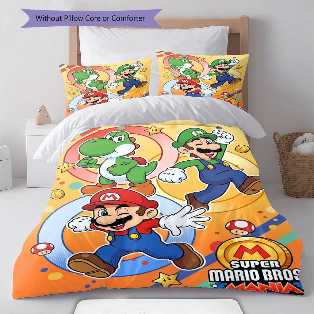 Hide Mario Tube Bedding Quilt Set Quilt Cover Pillowcase Home Decoration Birthday Gift (1 * duvet cover + 2 * pillowcase, without core)