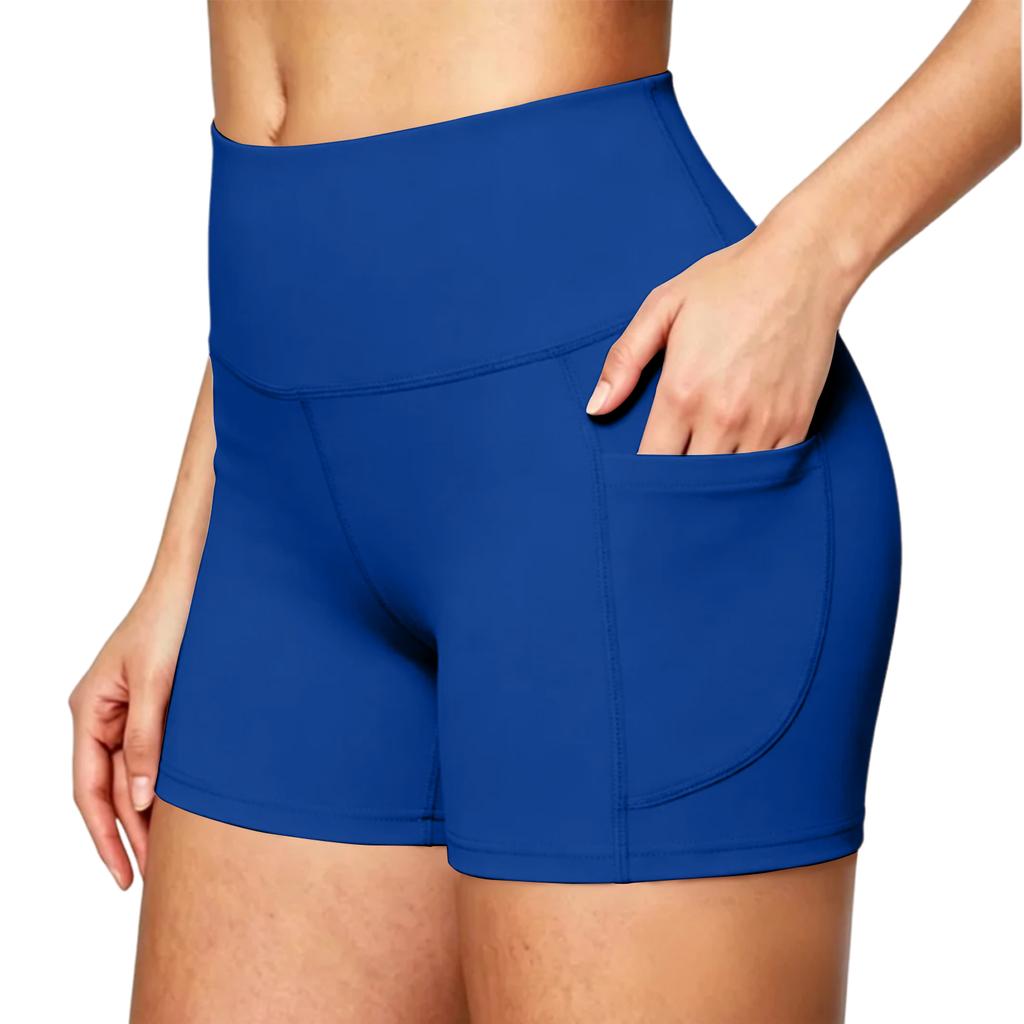 High Waist Butt Lift Tight Fit Workout Shorts with Side Pocket for Women Outdoor Fitness Yoga Running Athletic Activewear