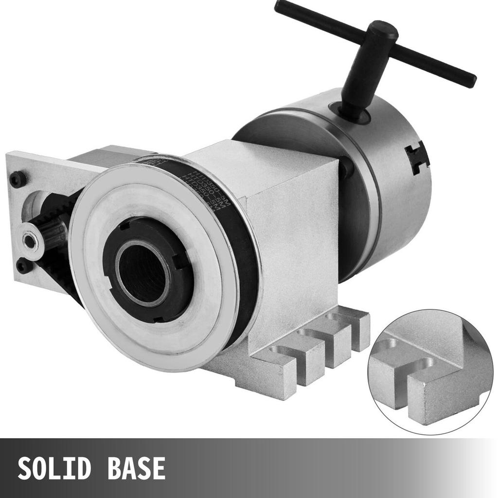 CNC Rotational Rotary Axis 4-Jaw Chuck 100mm Hollow Shaft 4th Axis Rotary Axis Tailstock CNC Router Engraver Machine