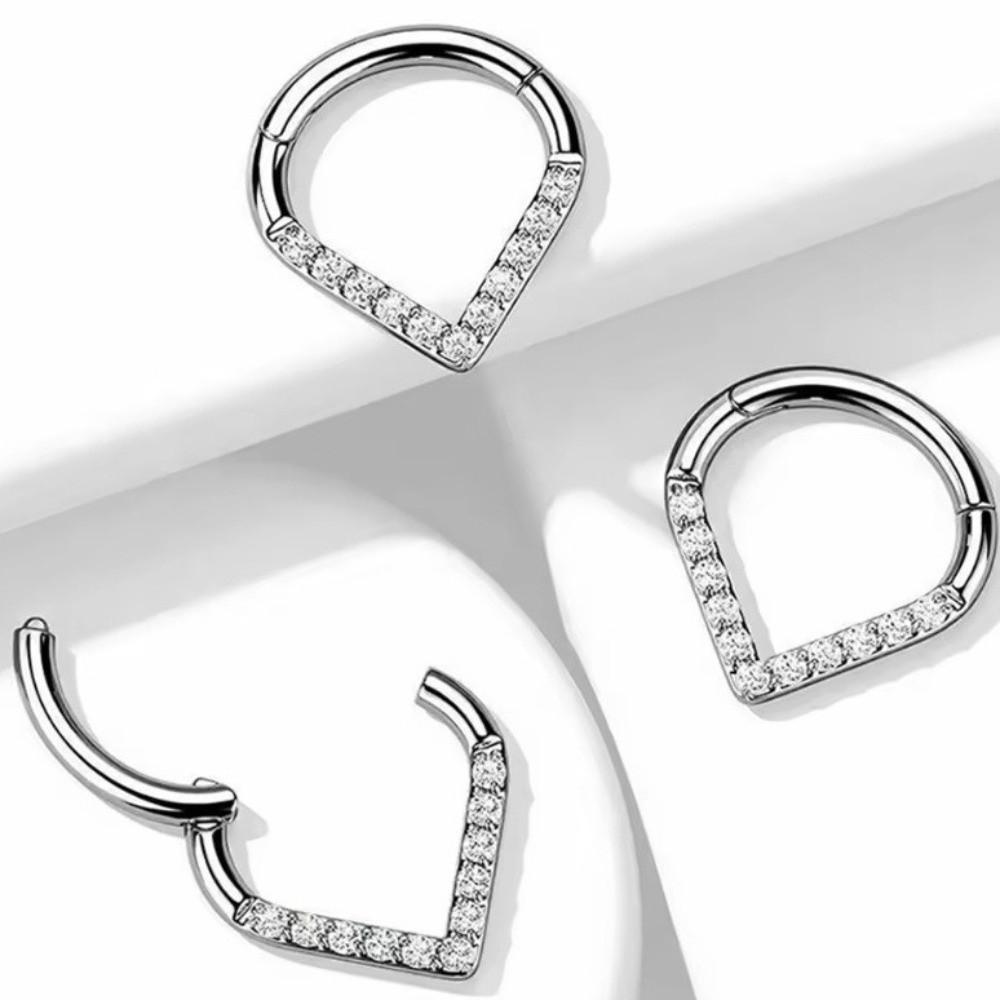 Chirurgischer Stahl Septum Nasen Clicker Tränenform Körperschmuck Strass Nasenring Damen