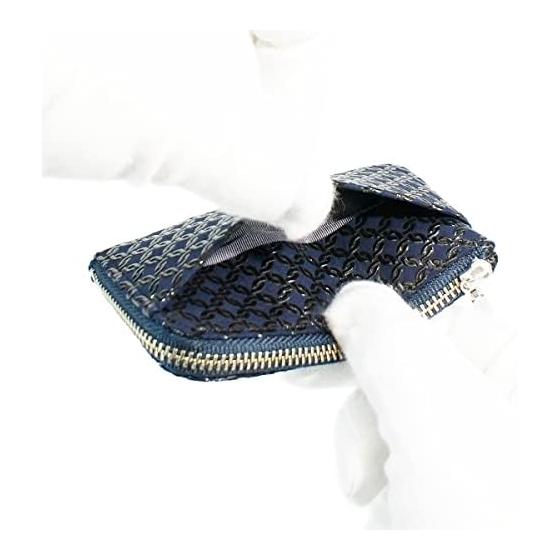 Inden-ya Coin Purse F-Coin Purse 05, Deer Leather, Navy Base X Black Lacquer, Ring Connect Small Pattern, 1005-04-177, 6.5cm X 11cm X 1.7cm, 1 Outer