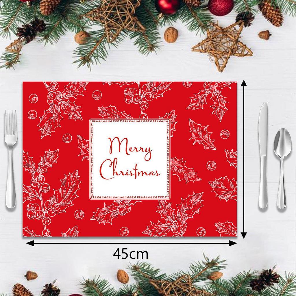 Festliches Weihnachtsdruck Leinen-Stil Hitzebeständiges Tischset Set