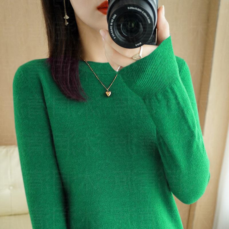 New Round-neck Sweaters for Women In Autumn and Winter, Pullover Knitted Sweaters, Solid-colored Long-sleeved Shirts for Women