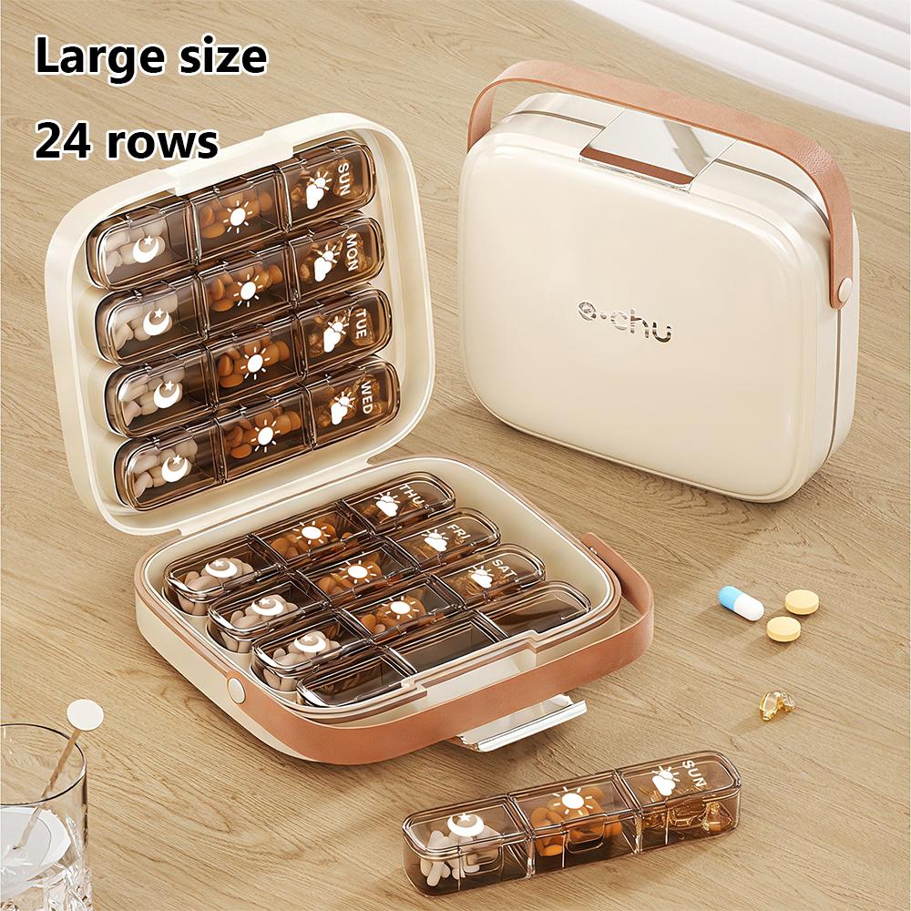 7-Day Pill Box with 24/32 Compartments a Convenient And Portable Pill Organizer, Senior-Friendly Medication Box Weekly Pill Box