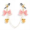 Classical Golden Bell Nipple Clamps BDSM Metal Chain & Bow Nipple Restraints Adult Flirting Toys SM Games Toys For Couples