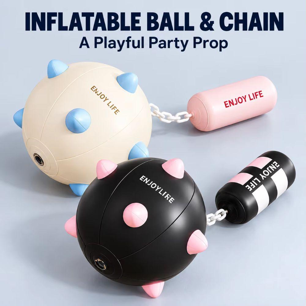PVC Blow Up Meteor Hammer Chain Toy Inflatable Ball Chain Toy Inflatable Spiked Ball  Desk