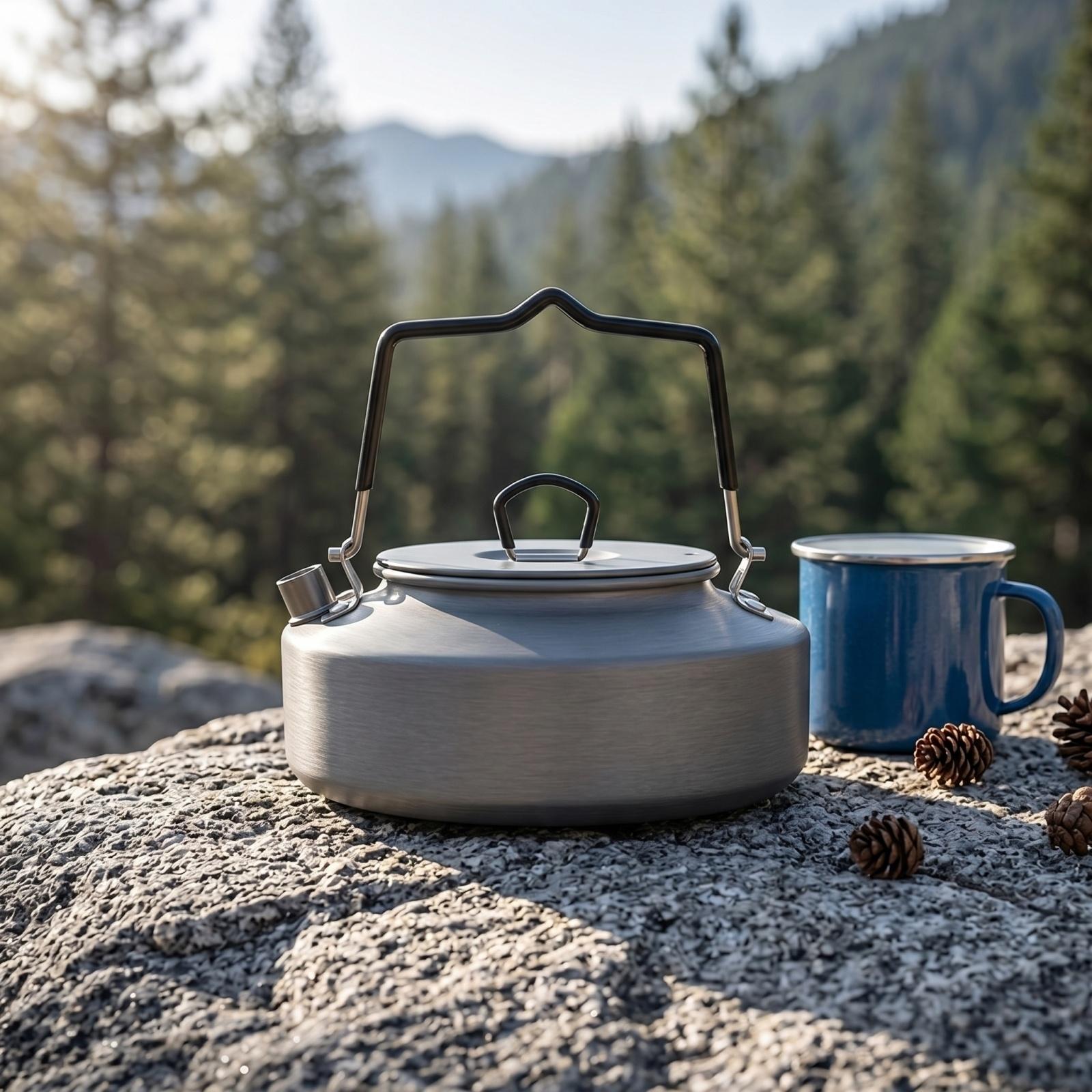 

Portable Outdoor Camping Kettle Lightweight Aluminum Alloy Water Boiler with Folding Handle for Hiking Backpacking Travel one size
