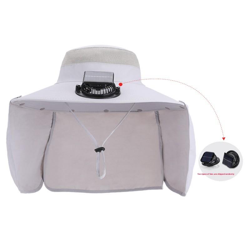 

Ultralight Sun Hat With Large Brim And Solar Fan For Outdoor Activities світло-сірий колір