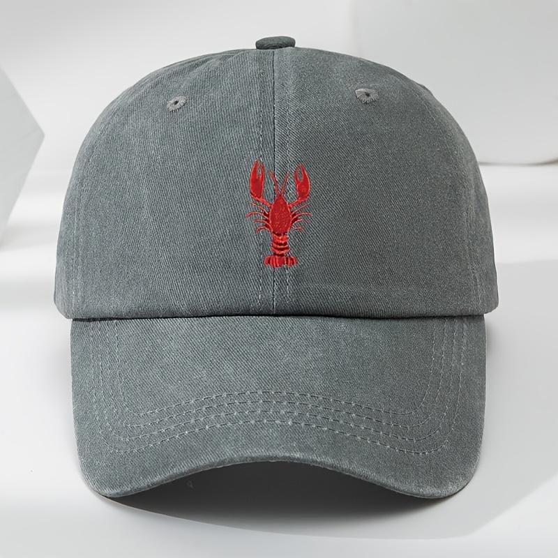 1pc Unisex Leisure Fun Lobster Embroidered Baseball Caps,Outdoor Windproof Sunshade Casual Adjustable Duckbill Caps for Holiday